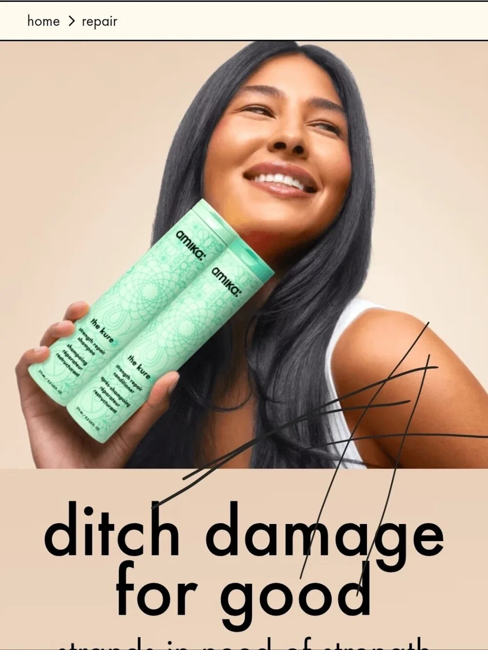 amika Mint Green The Kure Bond Repair Shampoo & Conditioner Duo